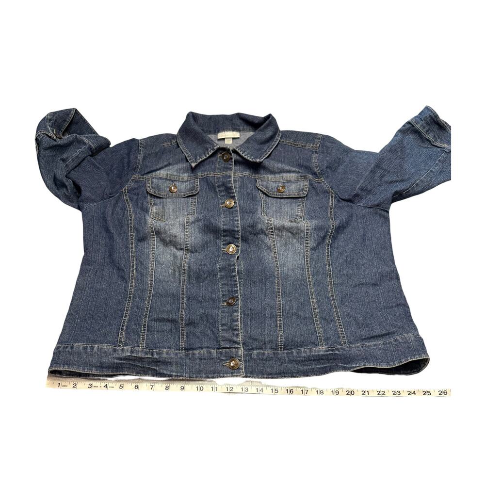 Dressbarn Plus 18W 20W Stretch Denim Jacket 3/4 Sleeve Blue - Picture 6 of 9